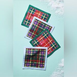 Anthropologie Tartan cocktail napkins 
Set of 4 size 6” square
